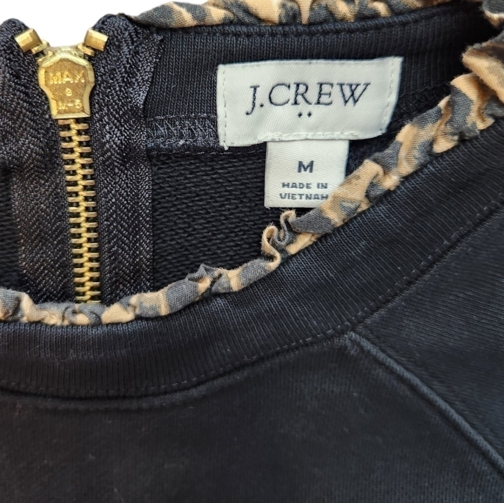 J. CREW Leopard Ruffle Pullover Medium - Picture 5 of 8